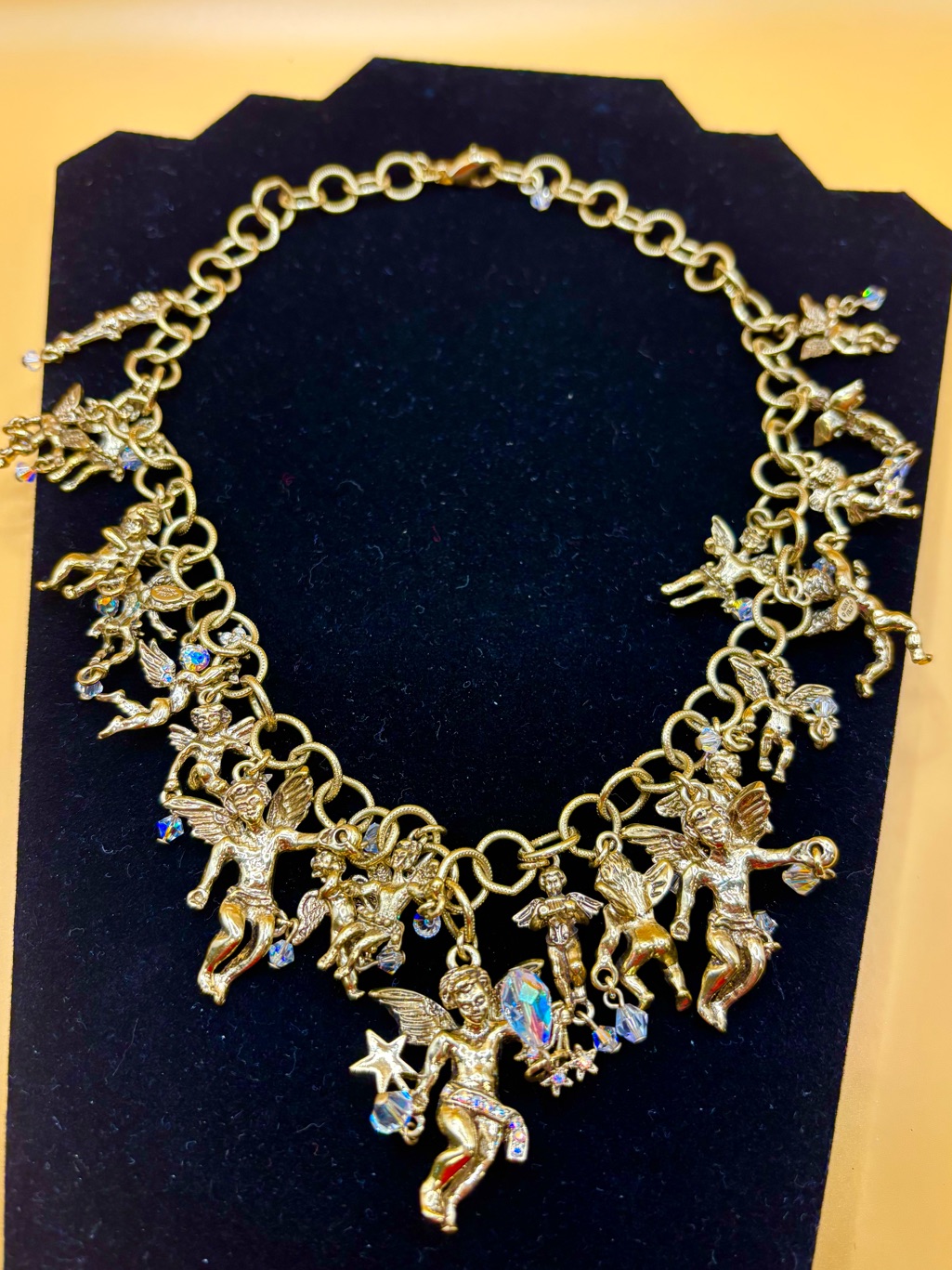 Rare Kirks Folly Retired Collector 21 Charm Angelic Host Statement Necklace